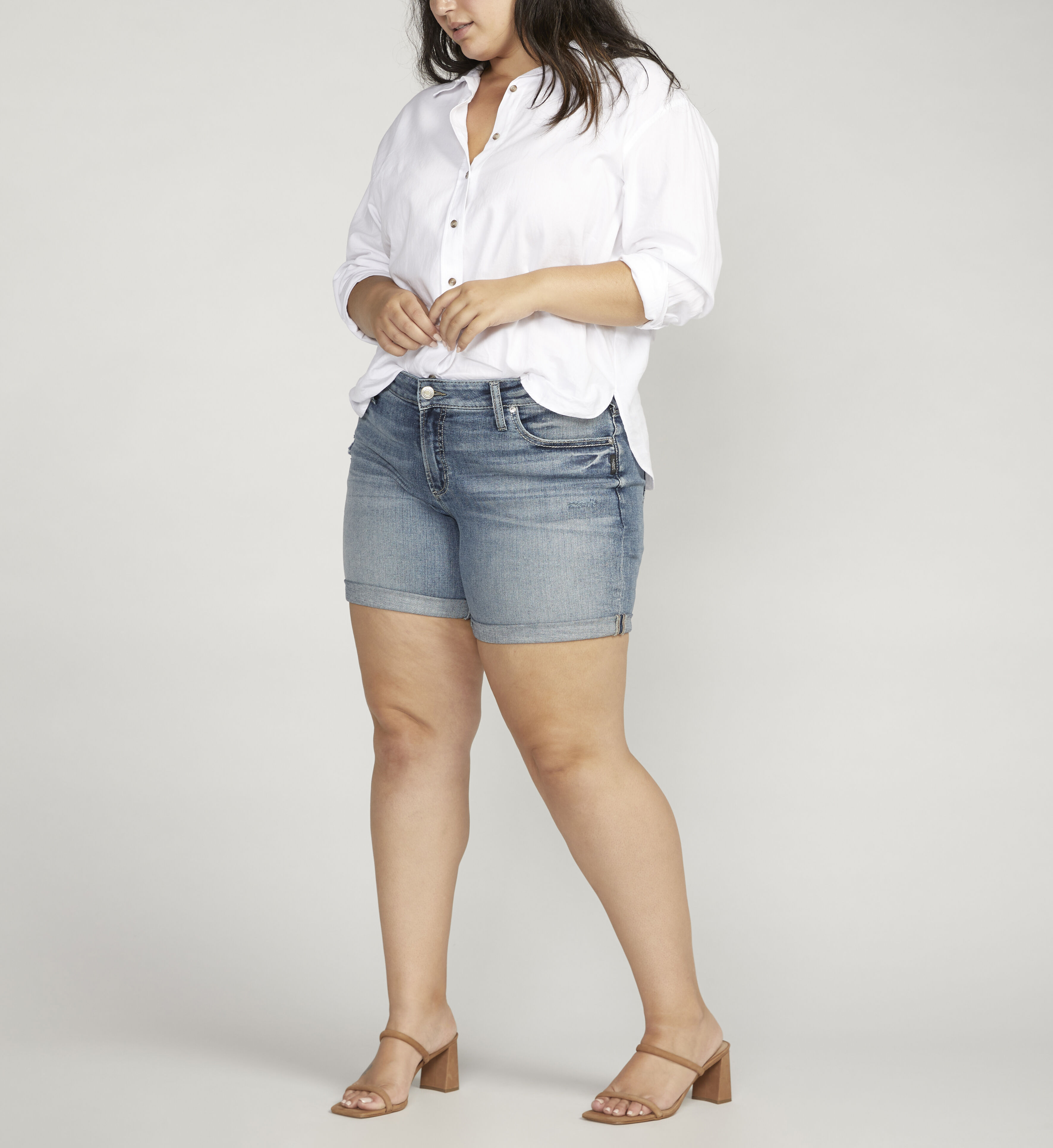 Buy Boyfriend Mid Rise Short Plus Size for CAD 50.00 Silver