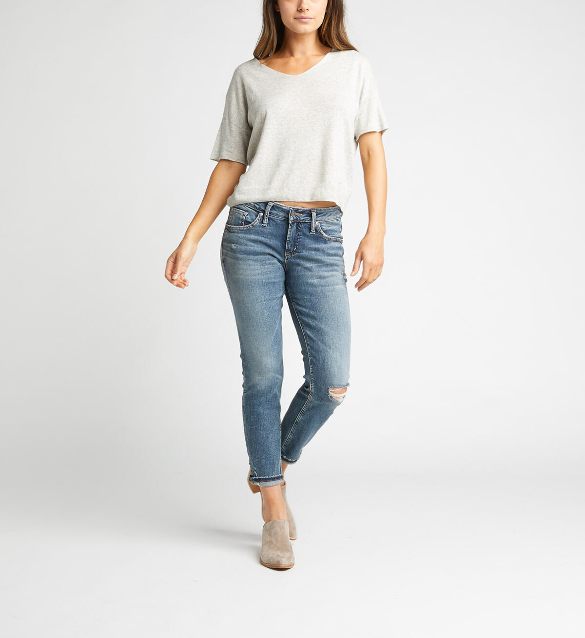 Boyfriend Mid Rise Slim Leg Jeans, , hi-res image number 3