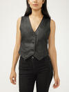 Black Coated Denim Vest image number 0