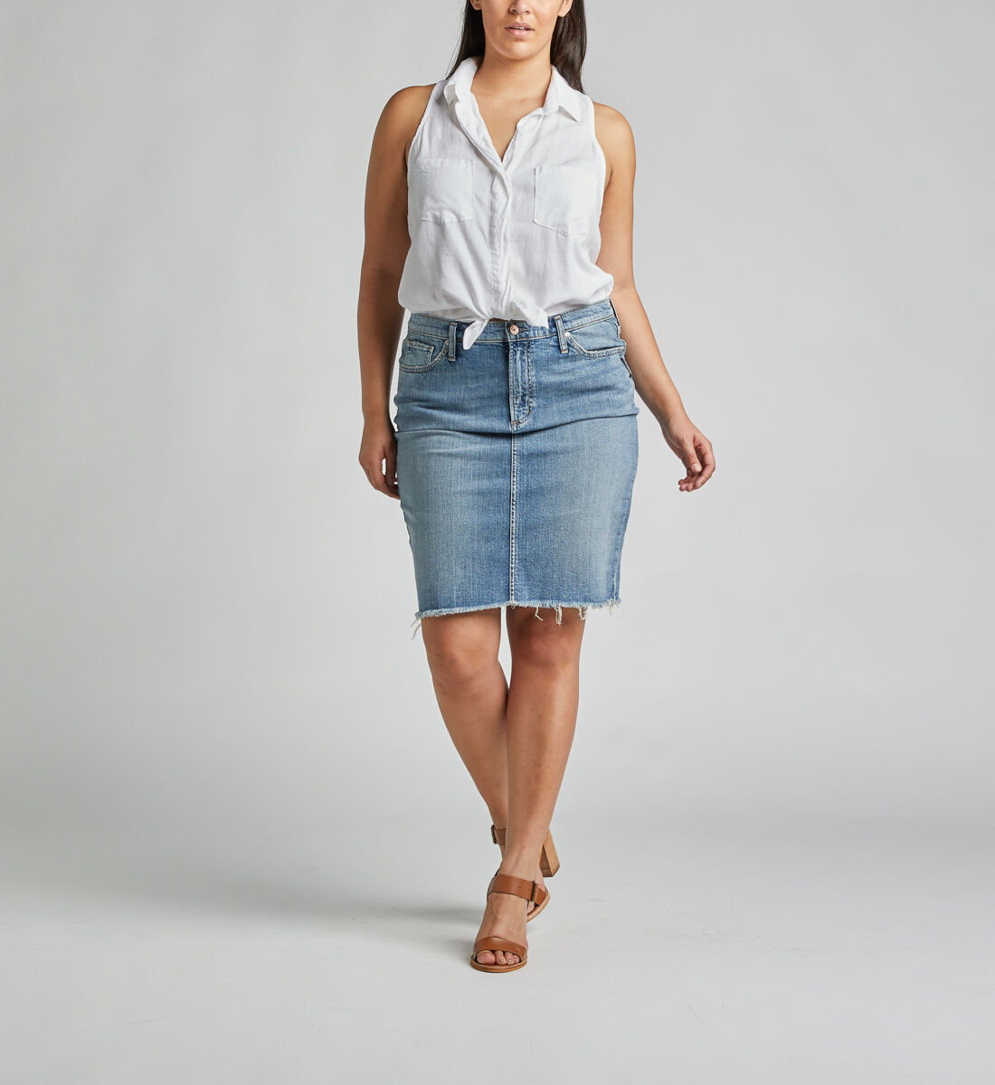 Plus size jean pencil skirt discount
