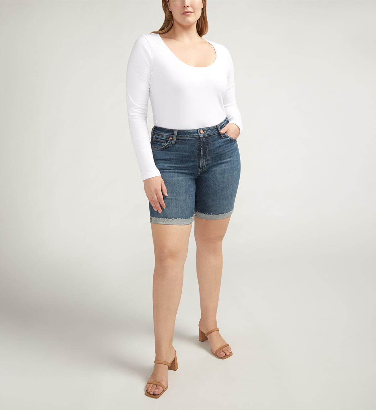 Sure Thing Long Shorts Plus Size, , hi-res image number 0