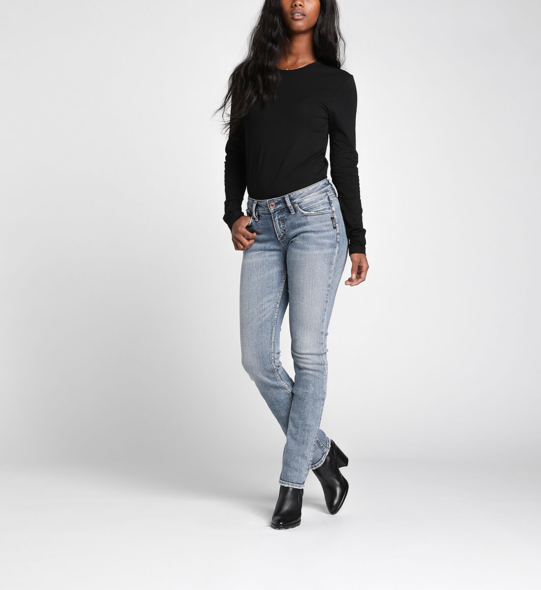 Levi's mid rise on sale curvy straight jeans