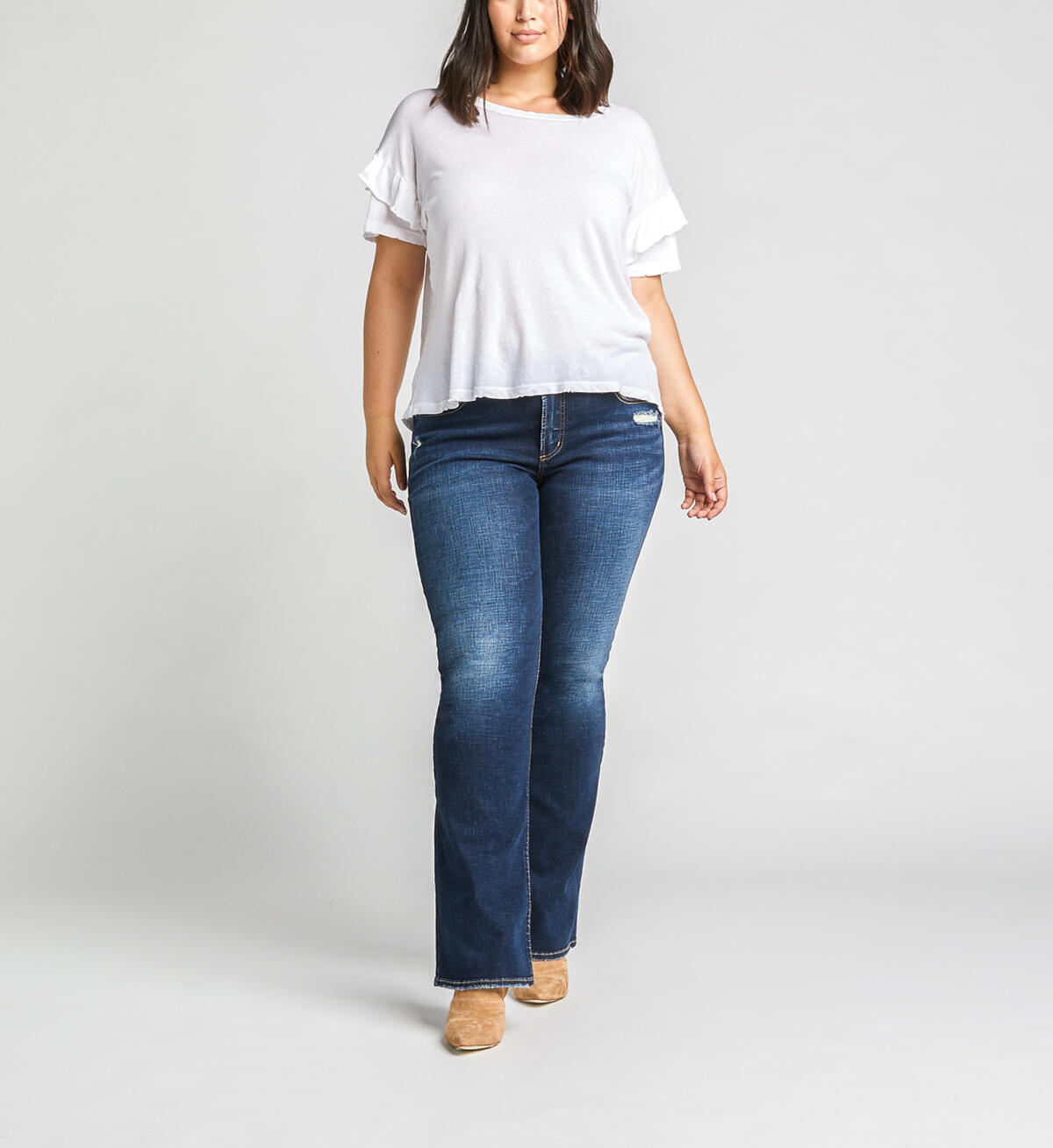 Elyse Mid Rise Slim Bootcut Jeans Plus Size, Indigo, hi-res image number 3
