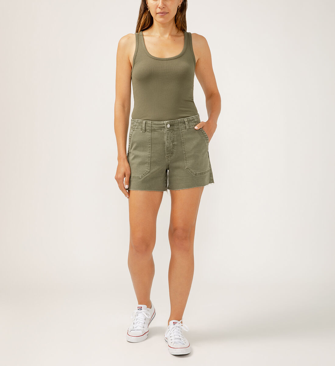 Buy Suki Mid Rise Utility Shorts for CAD 48.00 | Silver
