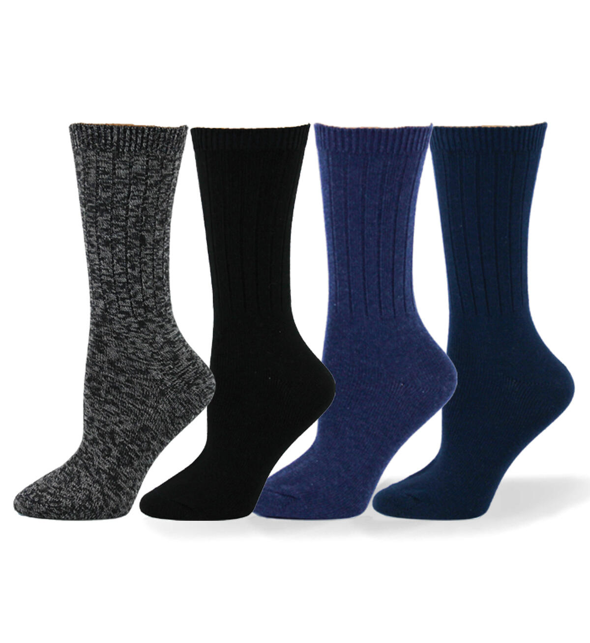 Ribbed Mid-Calf Socks, Denim Mix, hi-res image number 0}