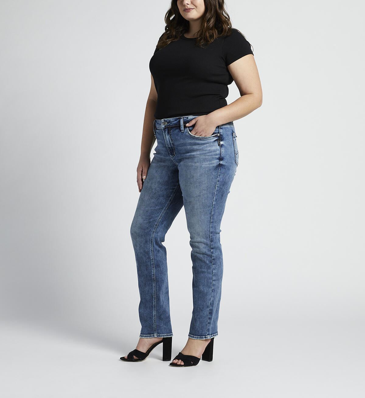 Suki Mid Rise Straight Leg Jeans Plus Size, , hi-res image number 2