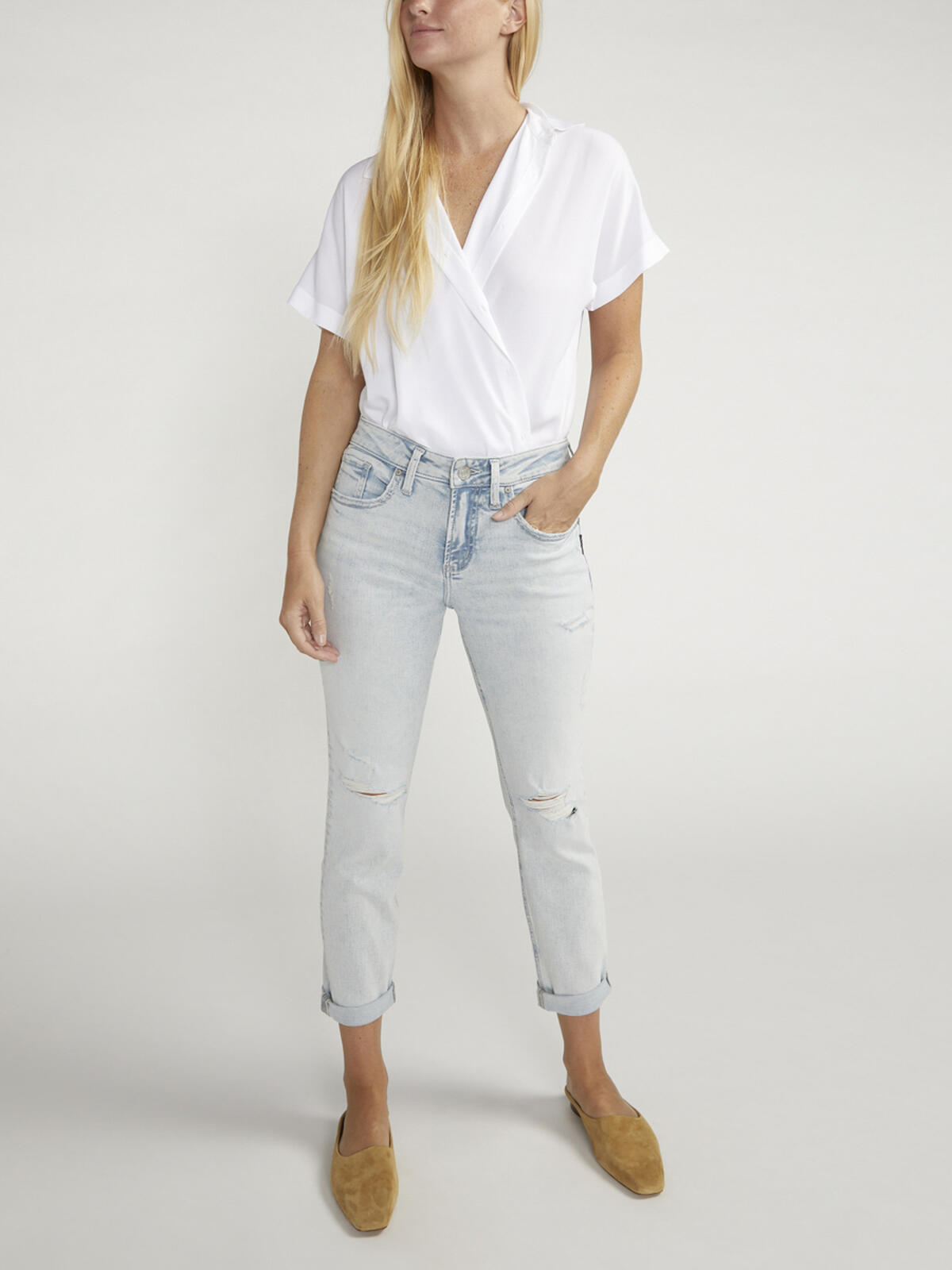 Boyfriend Mid Rise Slim Leg Jeans image number 0
