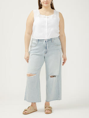 Be Easy High Rise Wide Leg Cropped Jeans Plus Size