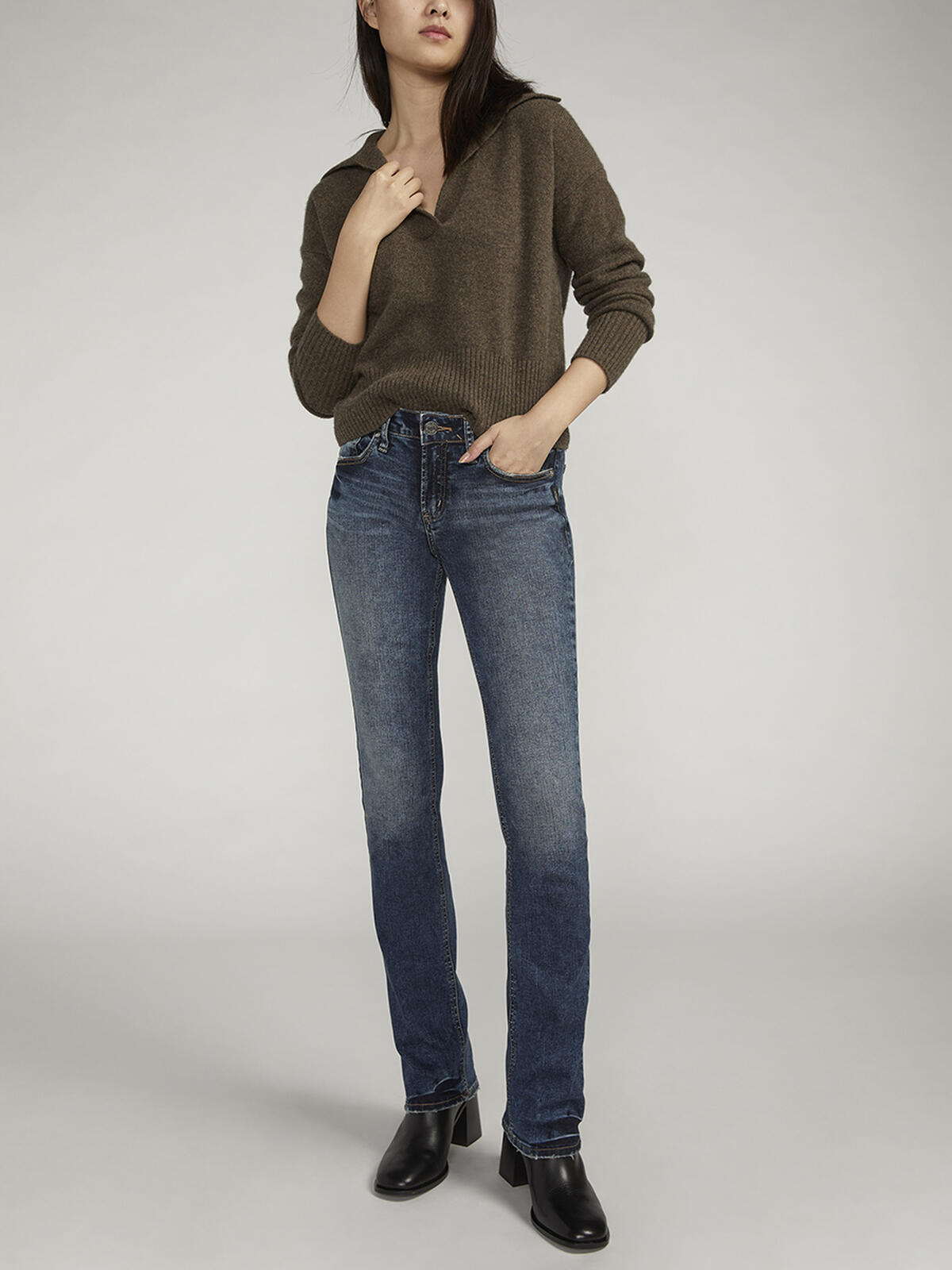 Elyse Mid Rise Slim Bootcut Jeans image number 0