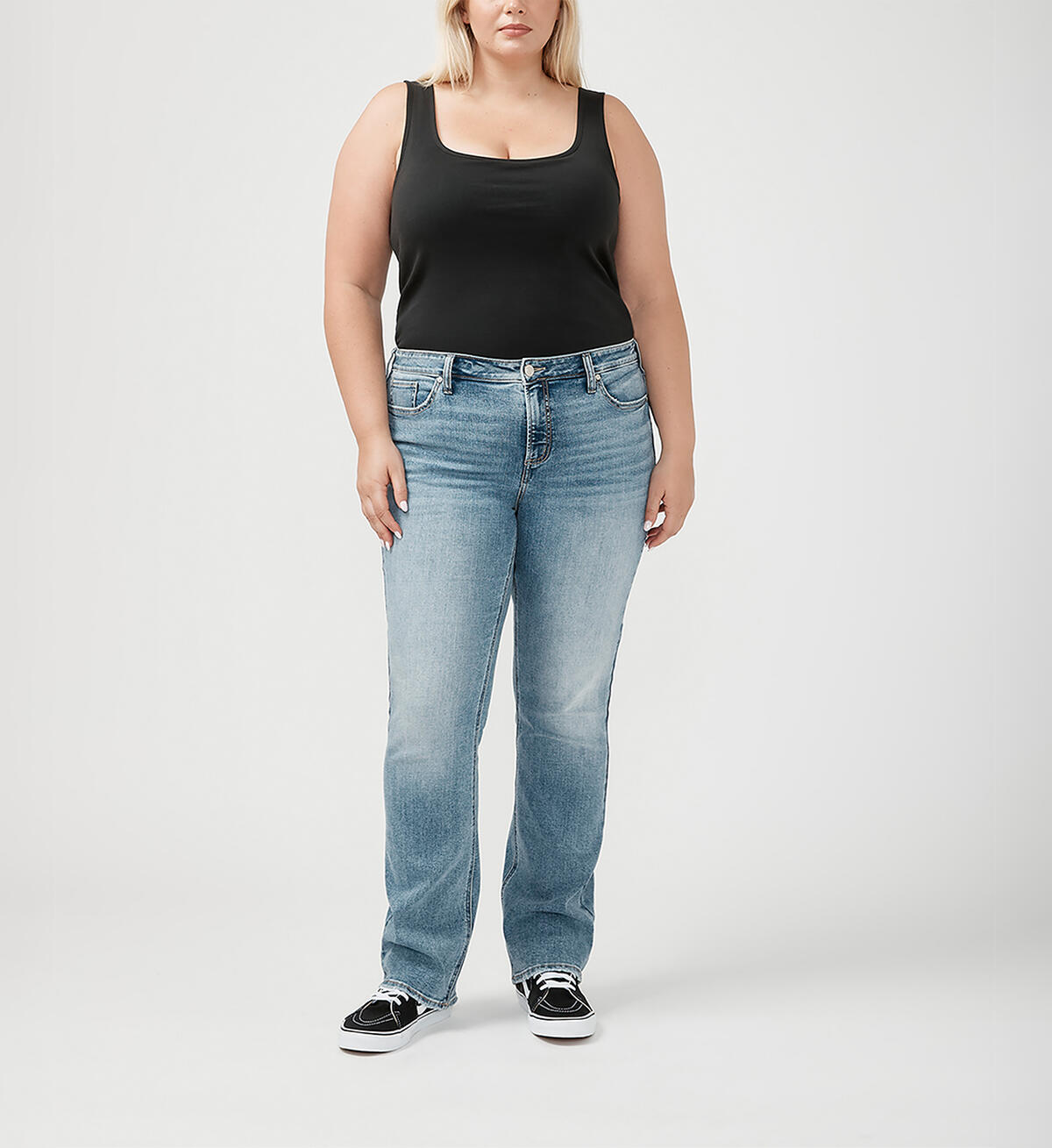 Elyse Mid Rise Slim Bootcut Jeans Plus Size, , hi-res image number 0