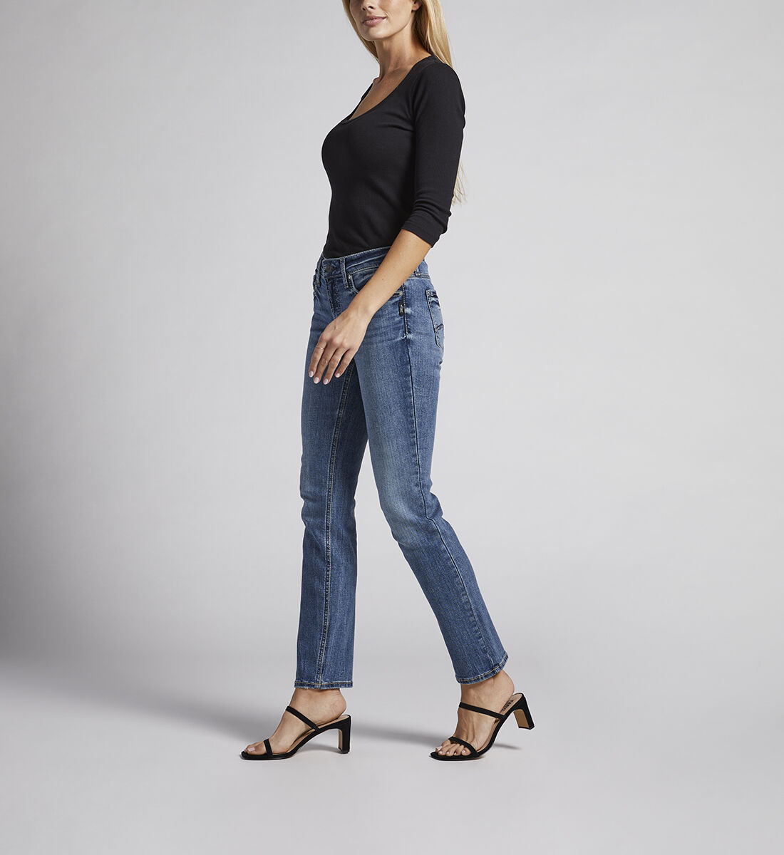 Buy Suki Mid Rise Straight Leg Jeans for CAD 67.00 Silver Jeans
