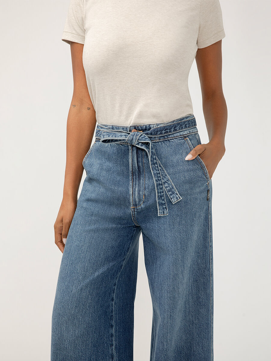 Buy Highly Desirable High Rise Belted Ultra Wide Leg Jeans for CAD