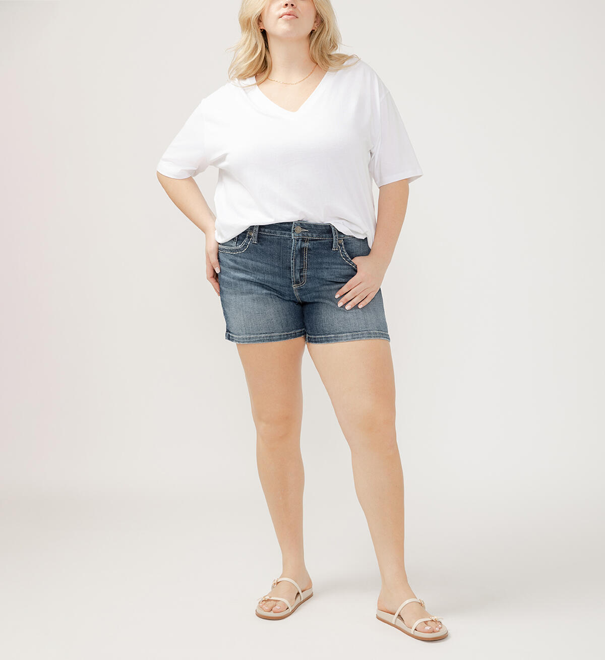 Suki Mid Rise Shorts Plus Size, , hi-res image number 0