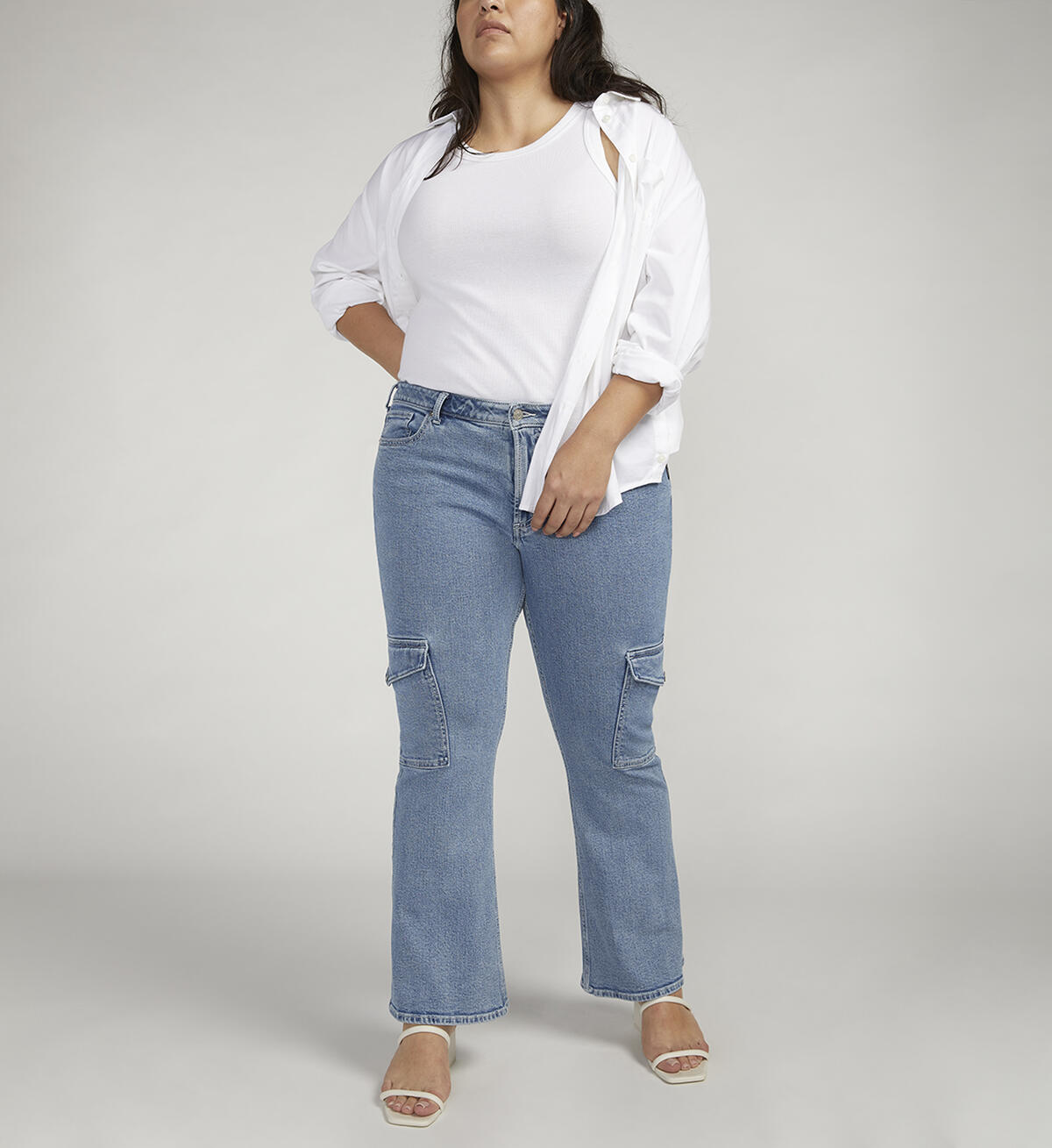 Be Low Cargo Pocket Jeans Plus Size, , hi-res image number 0