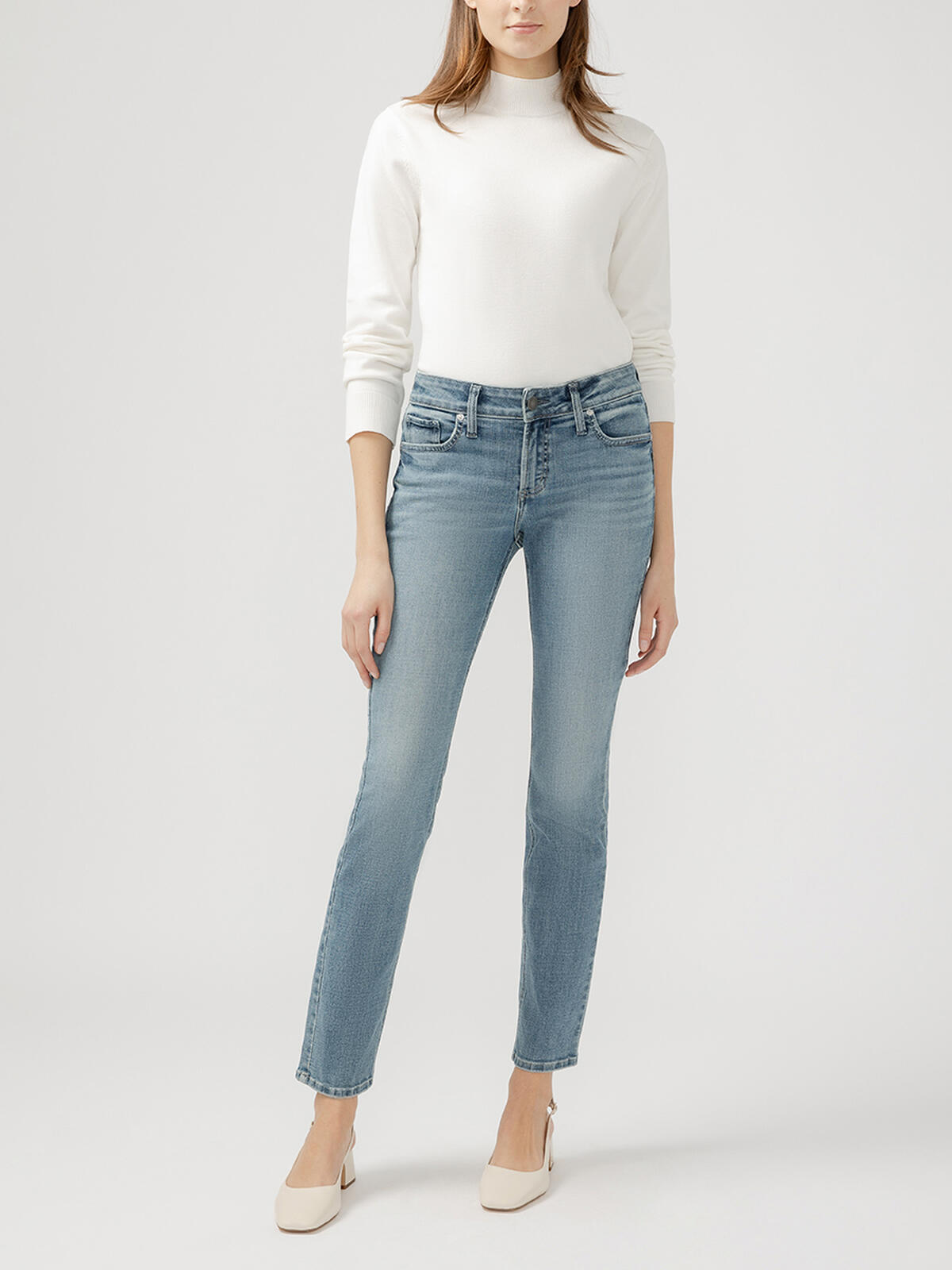 Elyse Mid Rise Straight Leg Jeans image number 0