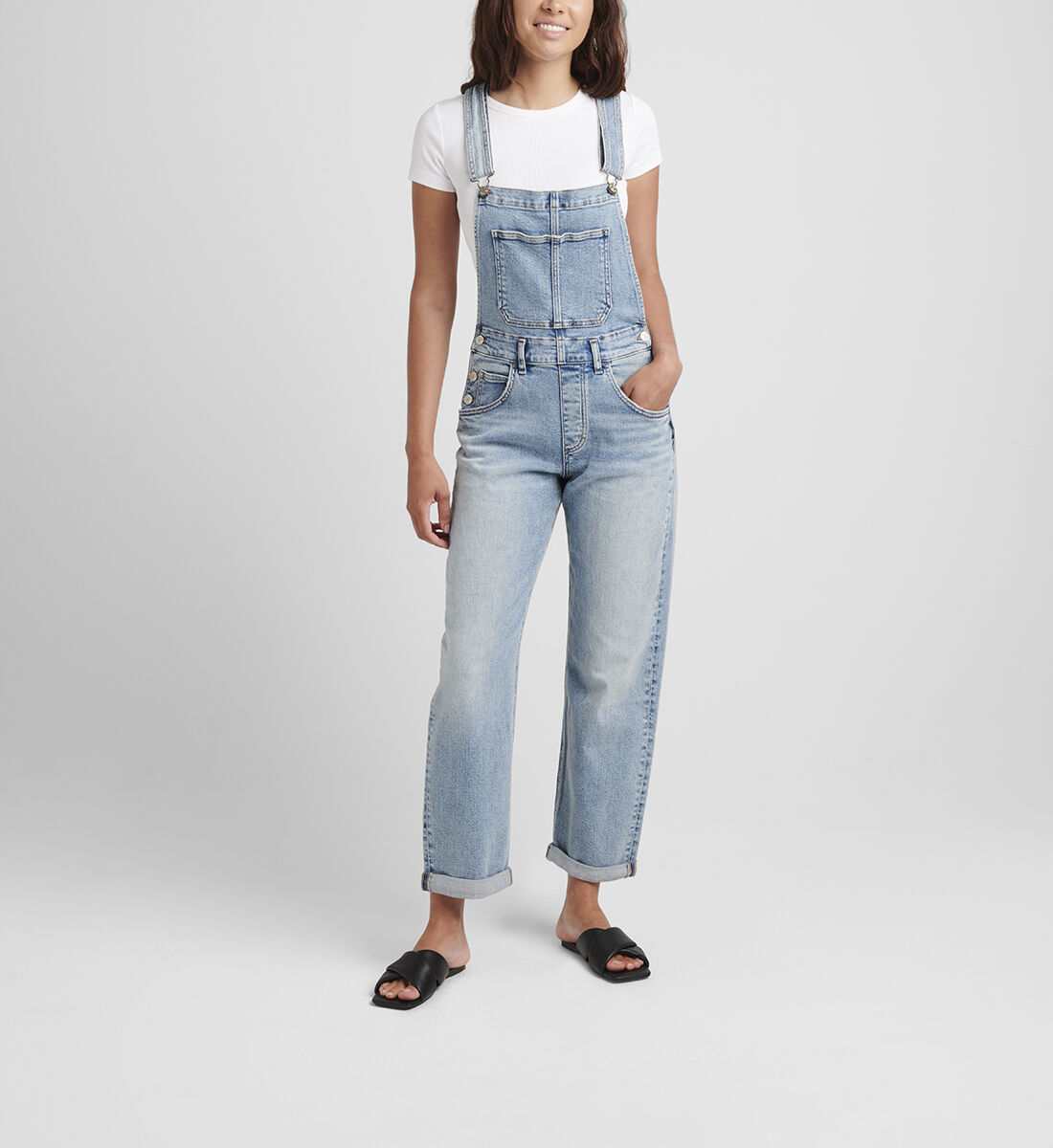 Silver jean overalls outlet