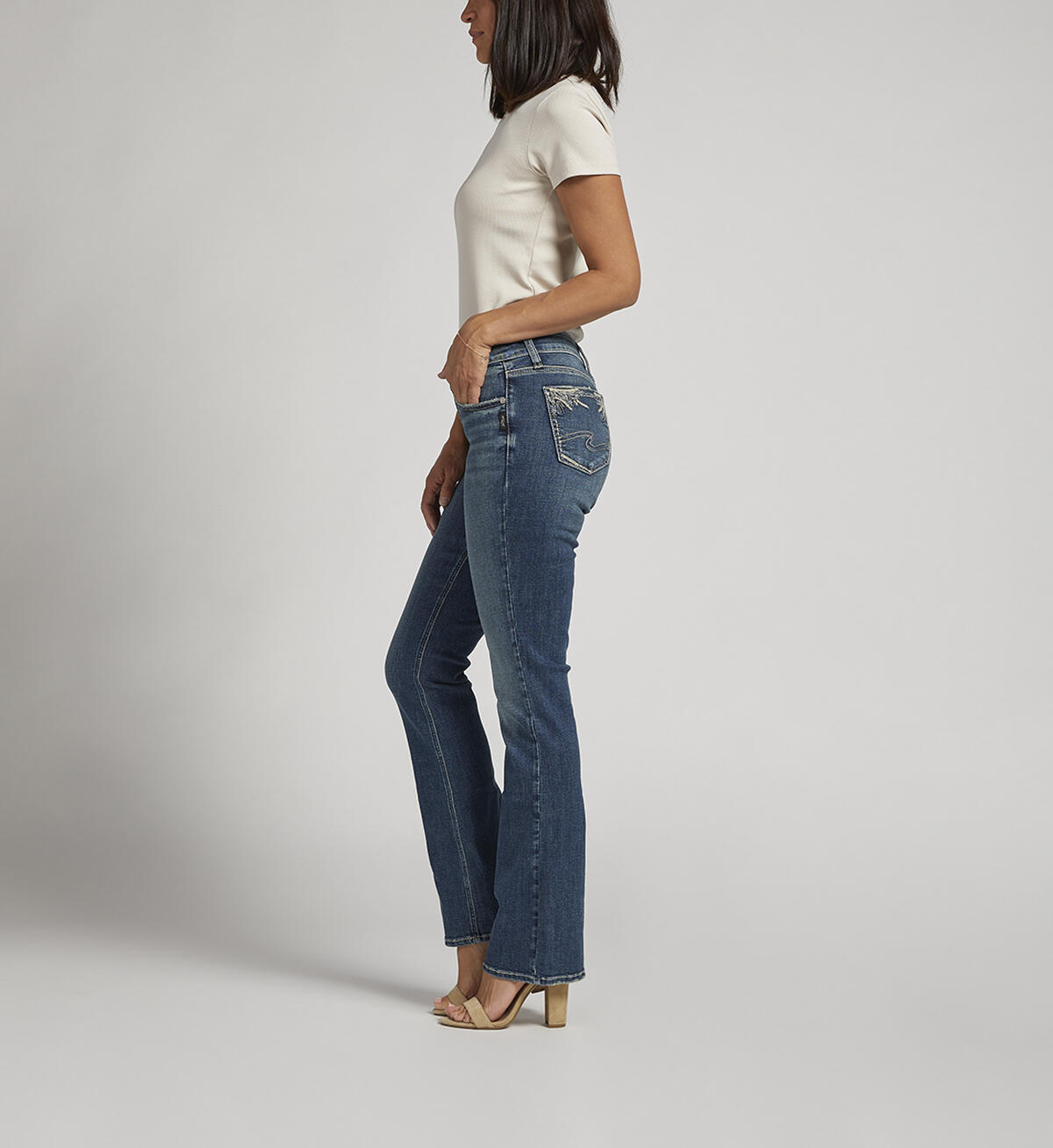 Elyse Mid Rise Slim Bootcut Jeans, Indigo, hi-res image number 2