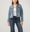 Notched Crop Jean Jacket, , hi-res image number 3
