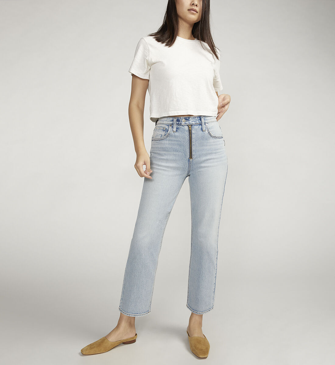 High rise straight ankle jeans discount