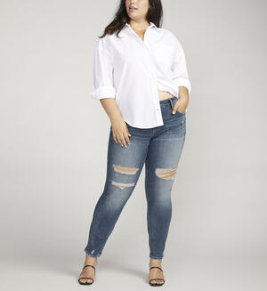 Boyfriend Mid Rise Slim Leg Jeans Plus Size