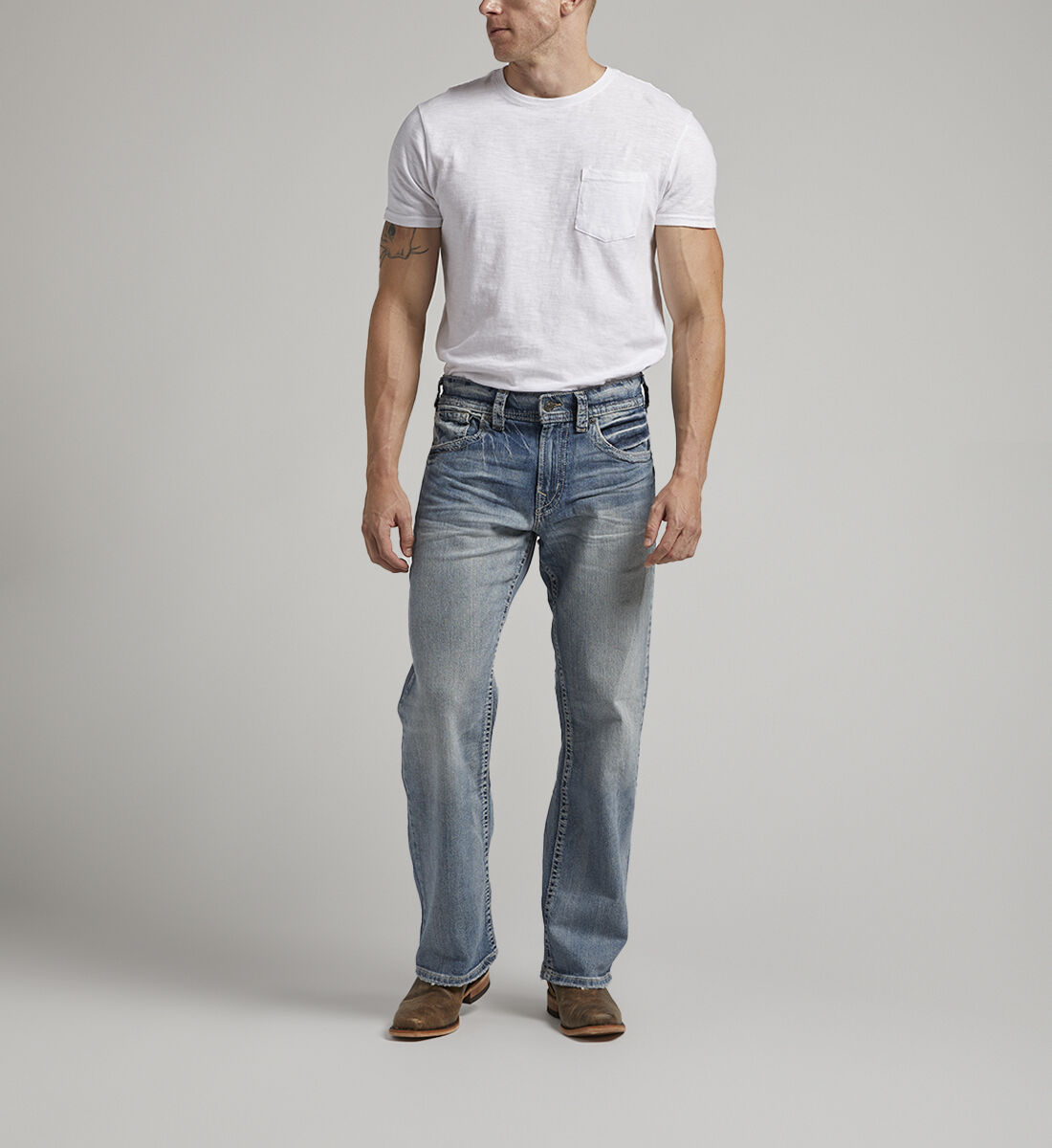 Mens silver jeans shop on sale