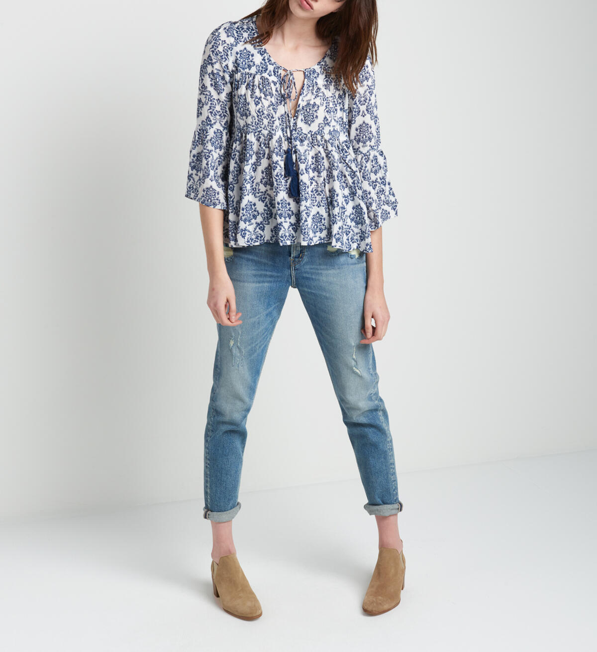 Emery Printed Peasant Blouse, , hi-res image number 1