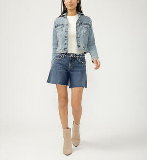 Notched Crop Jean Jacket
