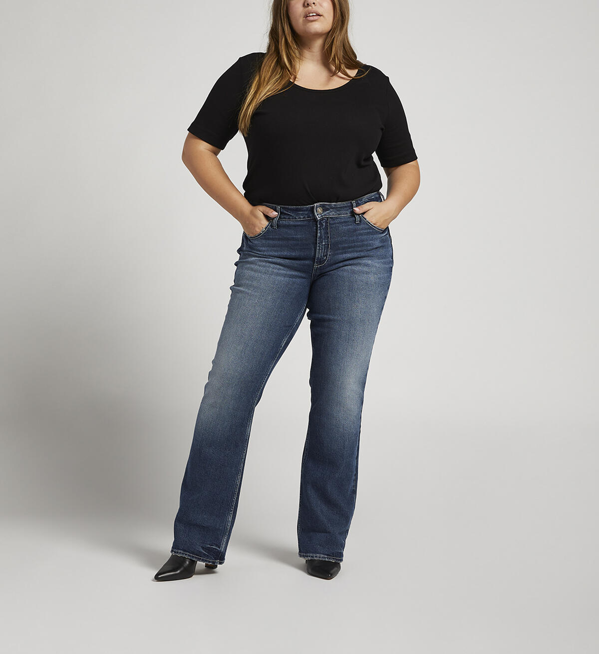 Suki Mid Rise Bootcut Jeans Plus Size, Indigo, hi-res image number 0