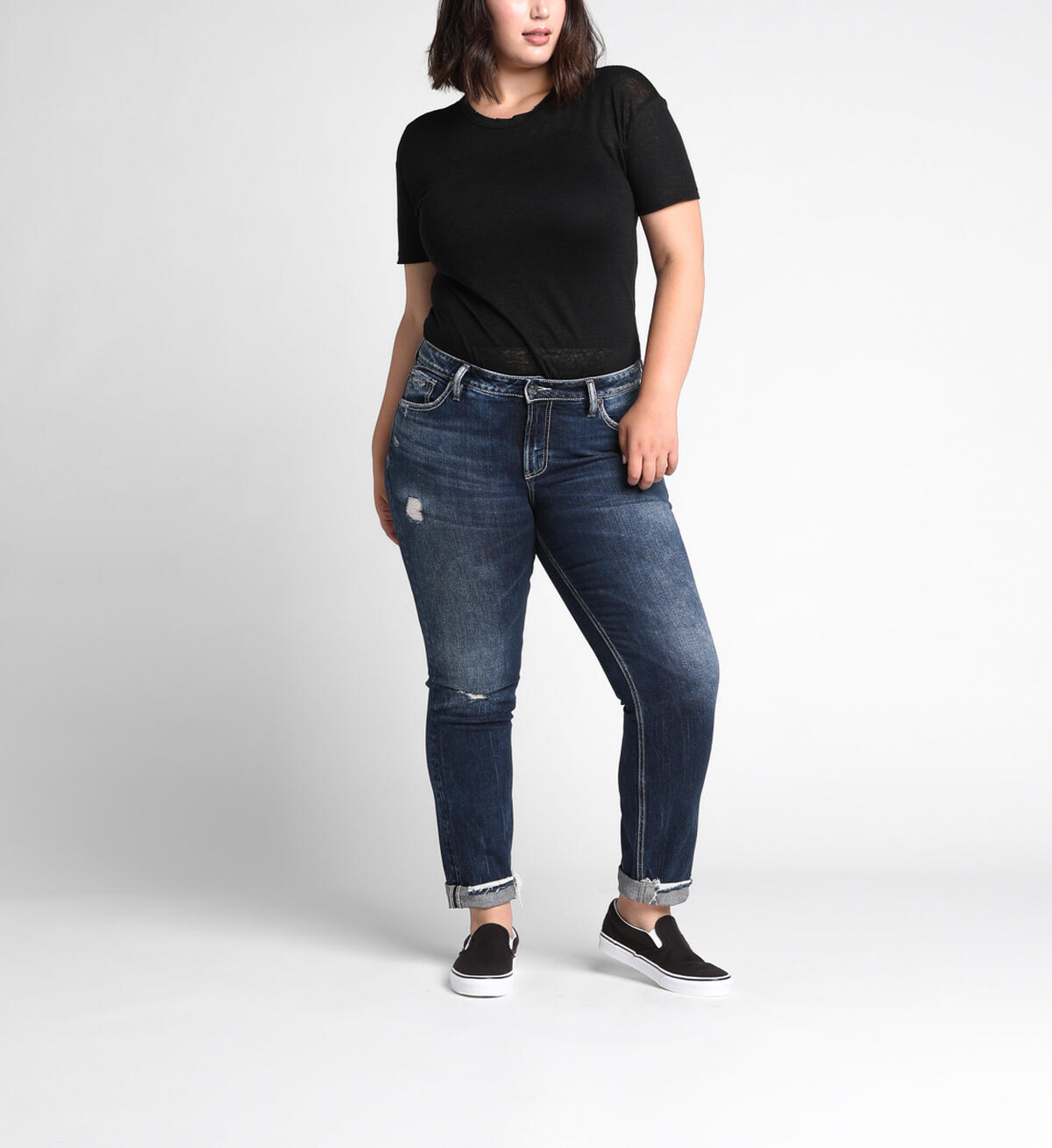 Boyfriend Slim Mid Dark Wash, , hi-res image number 0