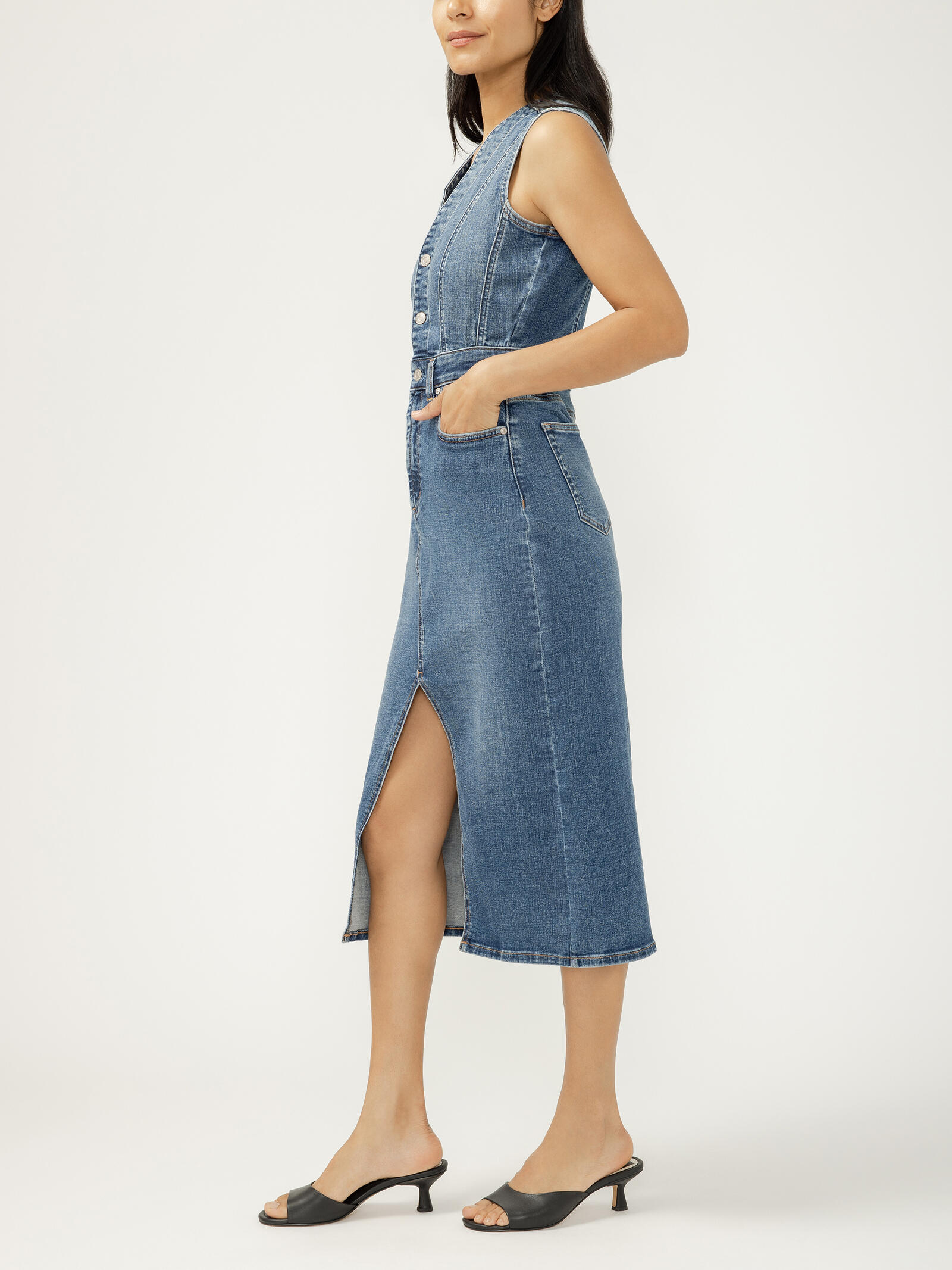 Buy Denim Vest Midi Dress for CAD 148.00 | Silver Jeans Buy Denim Vest Midi Dress for CAD 148.00 | Silver Jeans