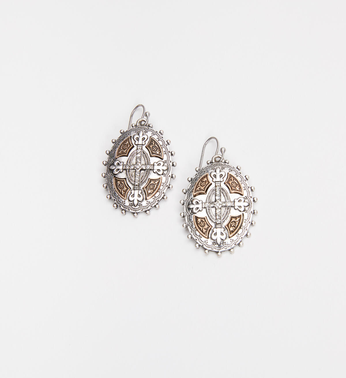 Silver-Tone Oval Drop Earrings, , hi-res image number 0