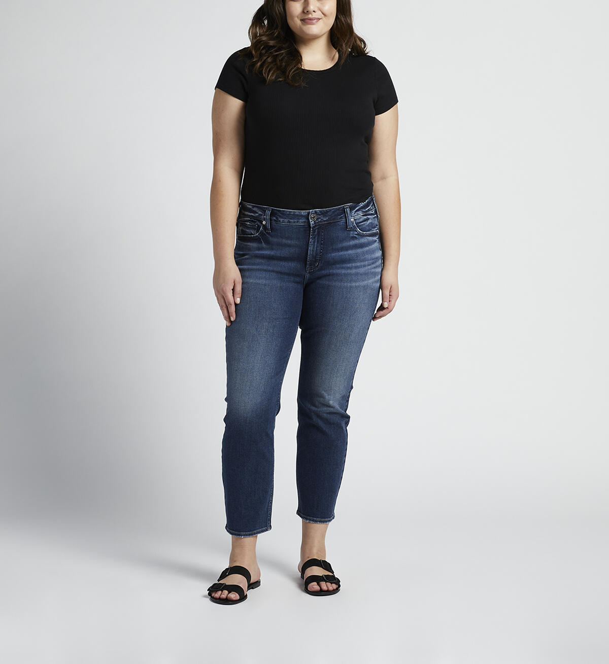 Elyse Mid Rise Straight Crop Jeans Plus Size, , hi-res image number 0