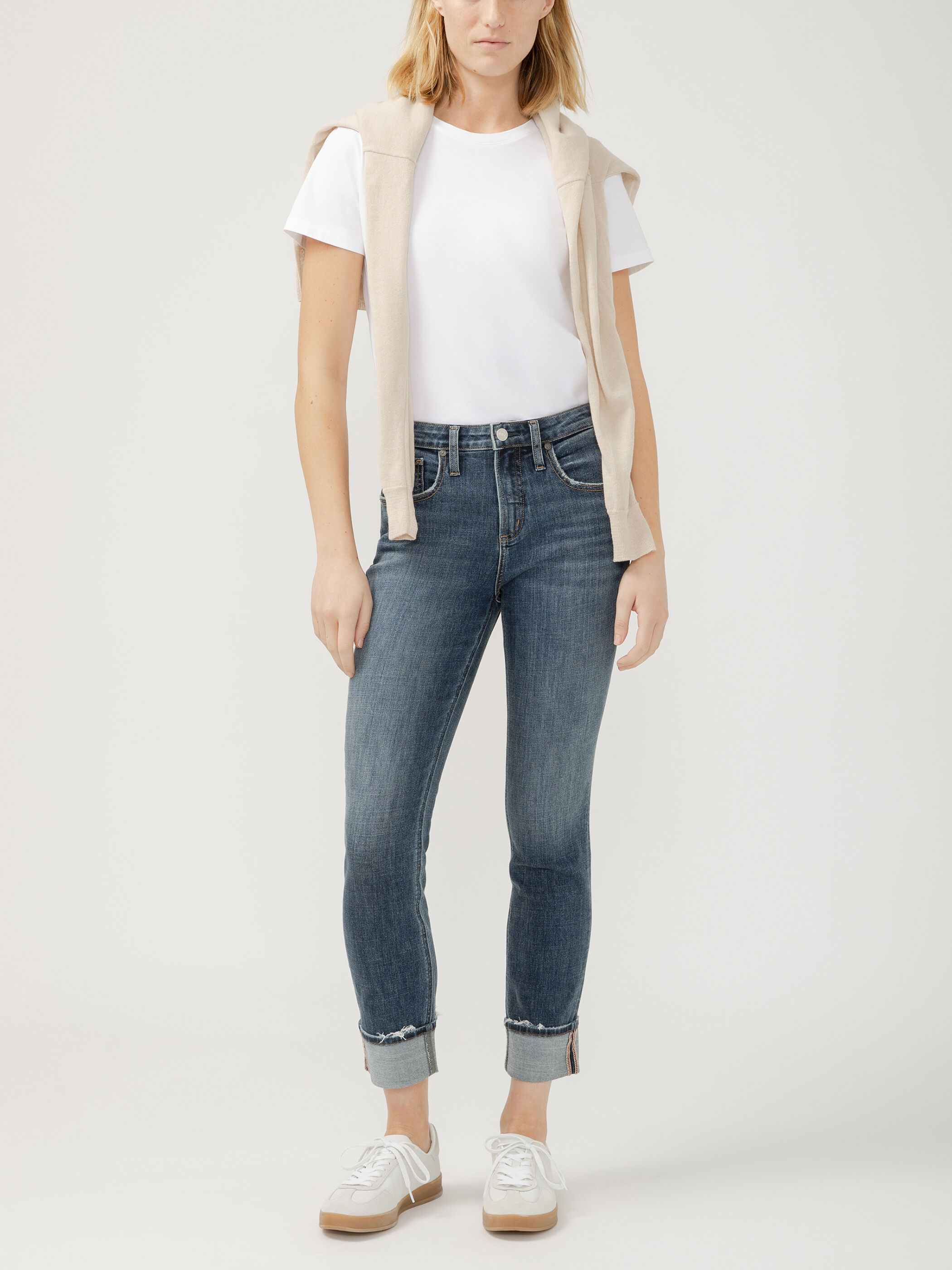 Women's Beau High Rise Slim Leg Luxe Stretch Ankle Jeans (Aria) Size 23 by Silver Jeans
