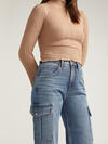 High Rise Wide Leg Cargo Jeans image number 3