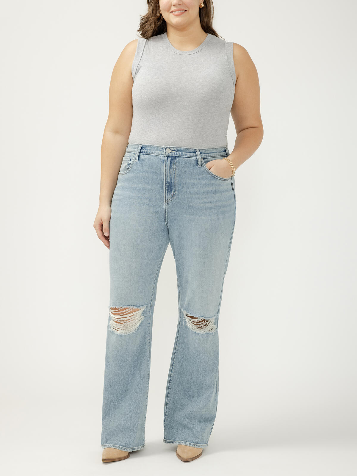 Highly Desirable High Rise Trouser Leg Jeans Plus Size image number 0