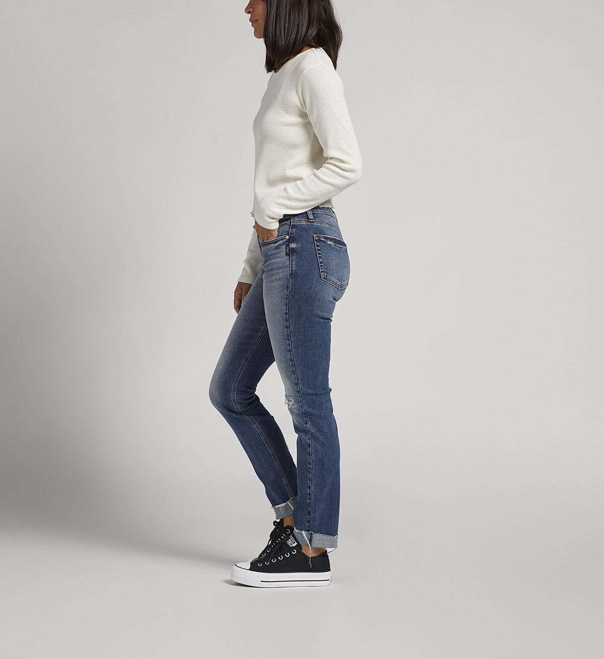 Suki Mid Rise Slim Straight Leg Jeans, Indigo, hi-res image number 2