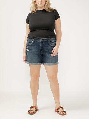 Boyfriend Mid Rise Luxe Stretch Shorts Plus Size
