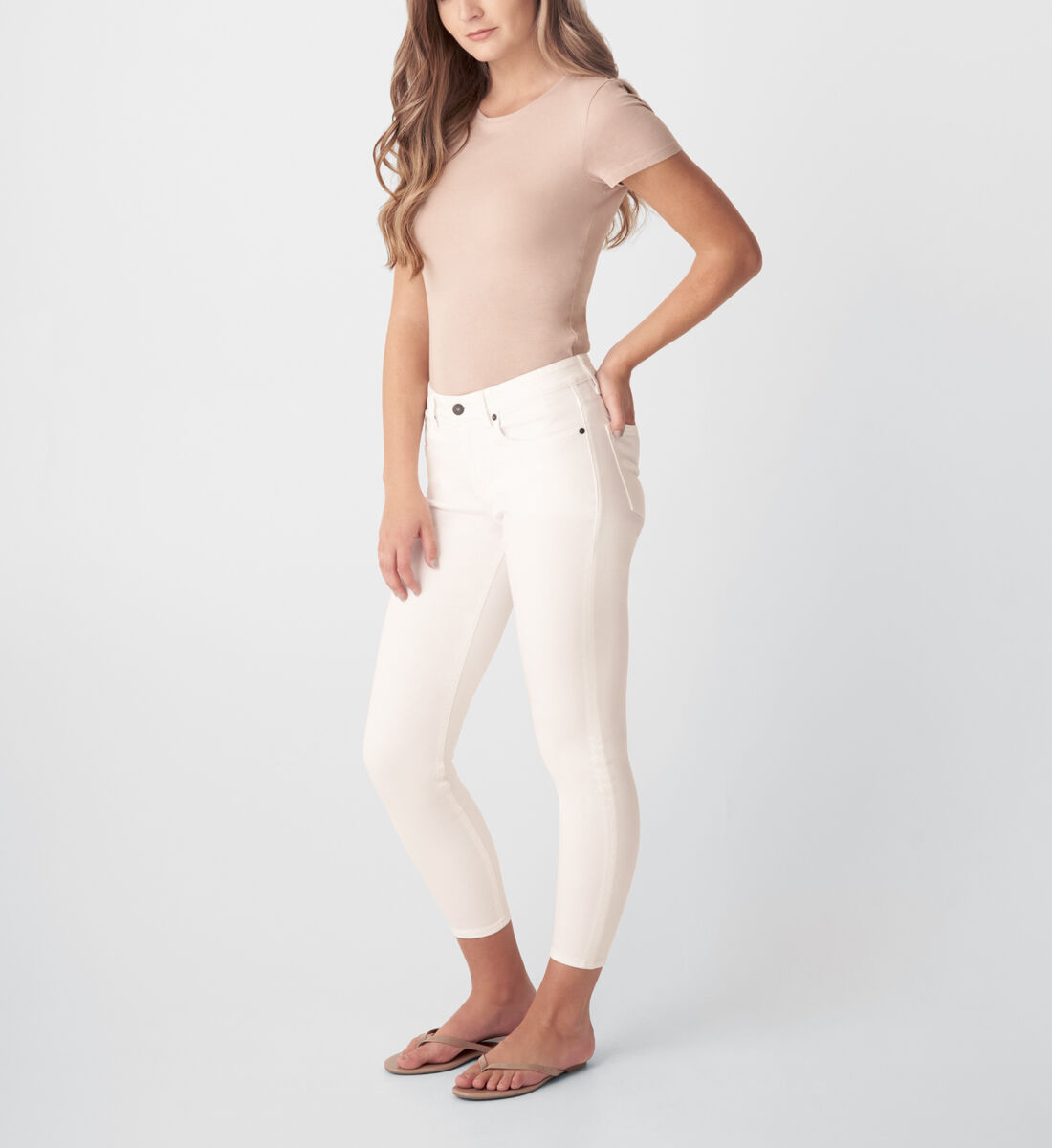 White mid rise skinny jeans clearance