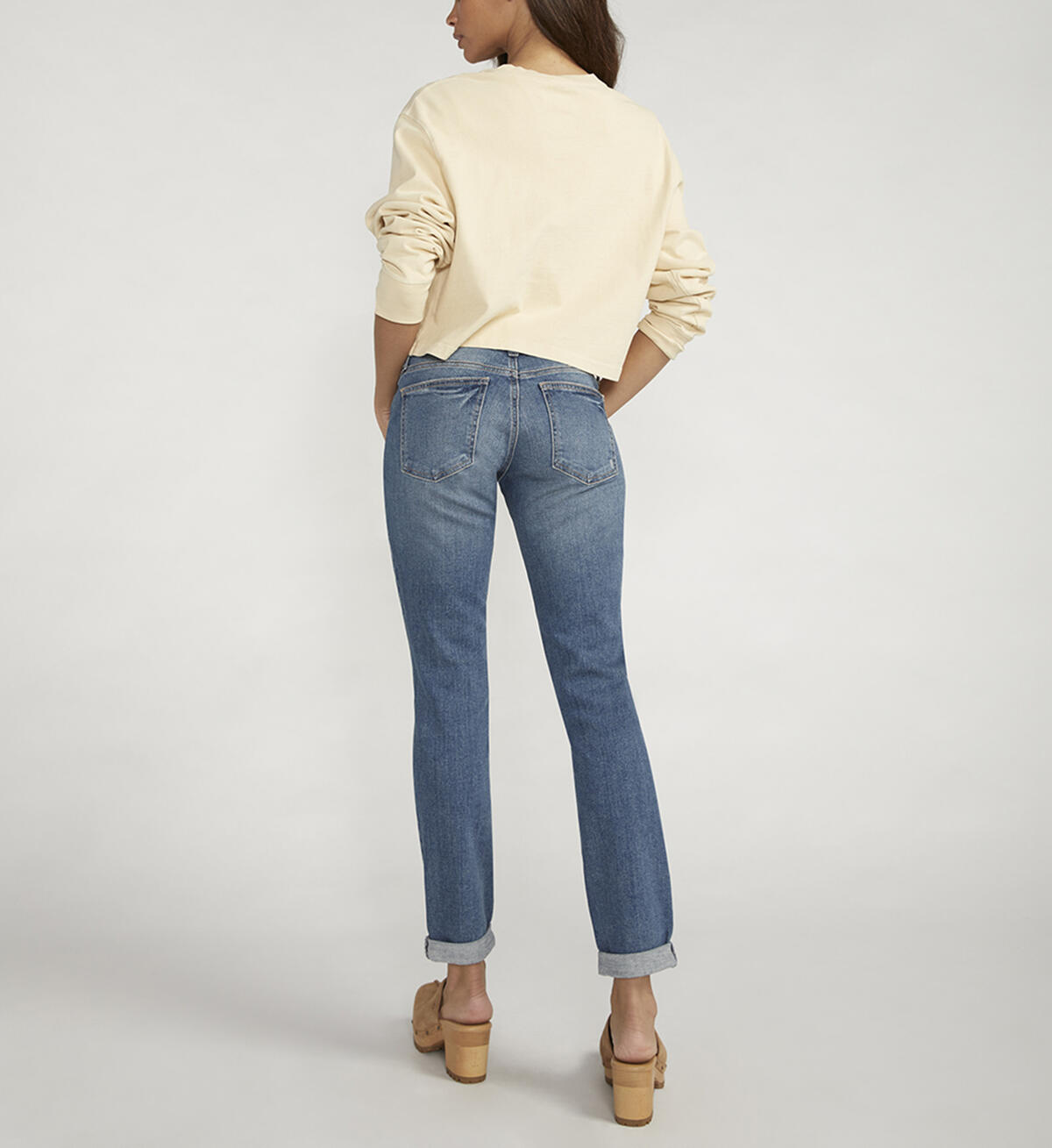 Boyfriend Mid Rise Slim Leg Jeans, Indigo, hi-res image number 1