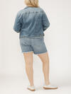 Notched Crop Jean Jacket Plus Size image number 1
