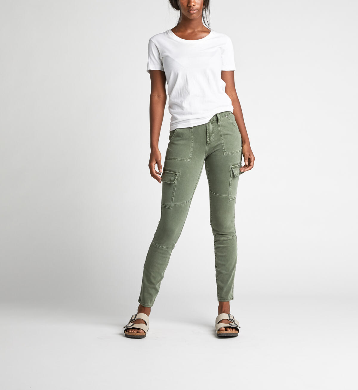 Mid-Rise Skinny Cargo Jeans, Olive, hi-res image number 3