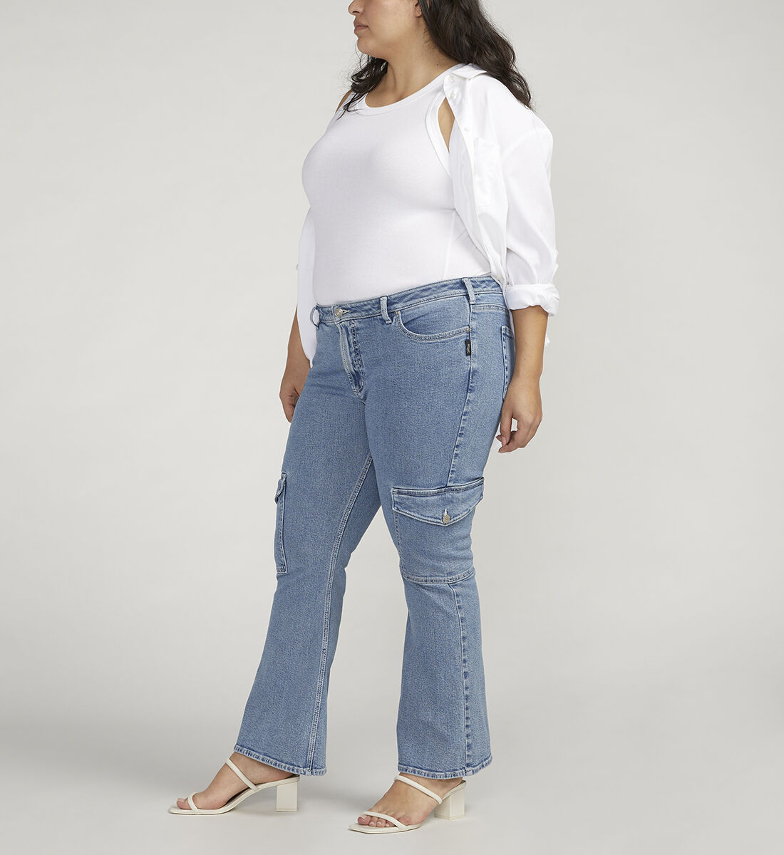 Silver skinny cargo jeans best sale
