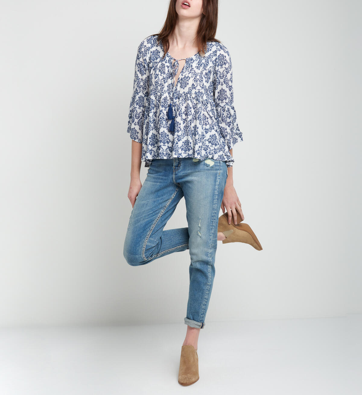 Emery Printed Peasant Blouse, , hi-res image number 2