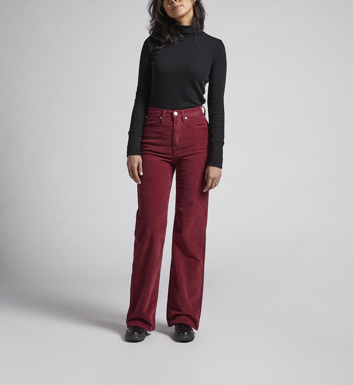 Highly Desirable High Rise Trouser Leg Pants, Wine, hi-res image number 0
