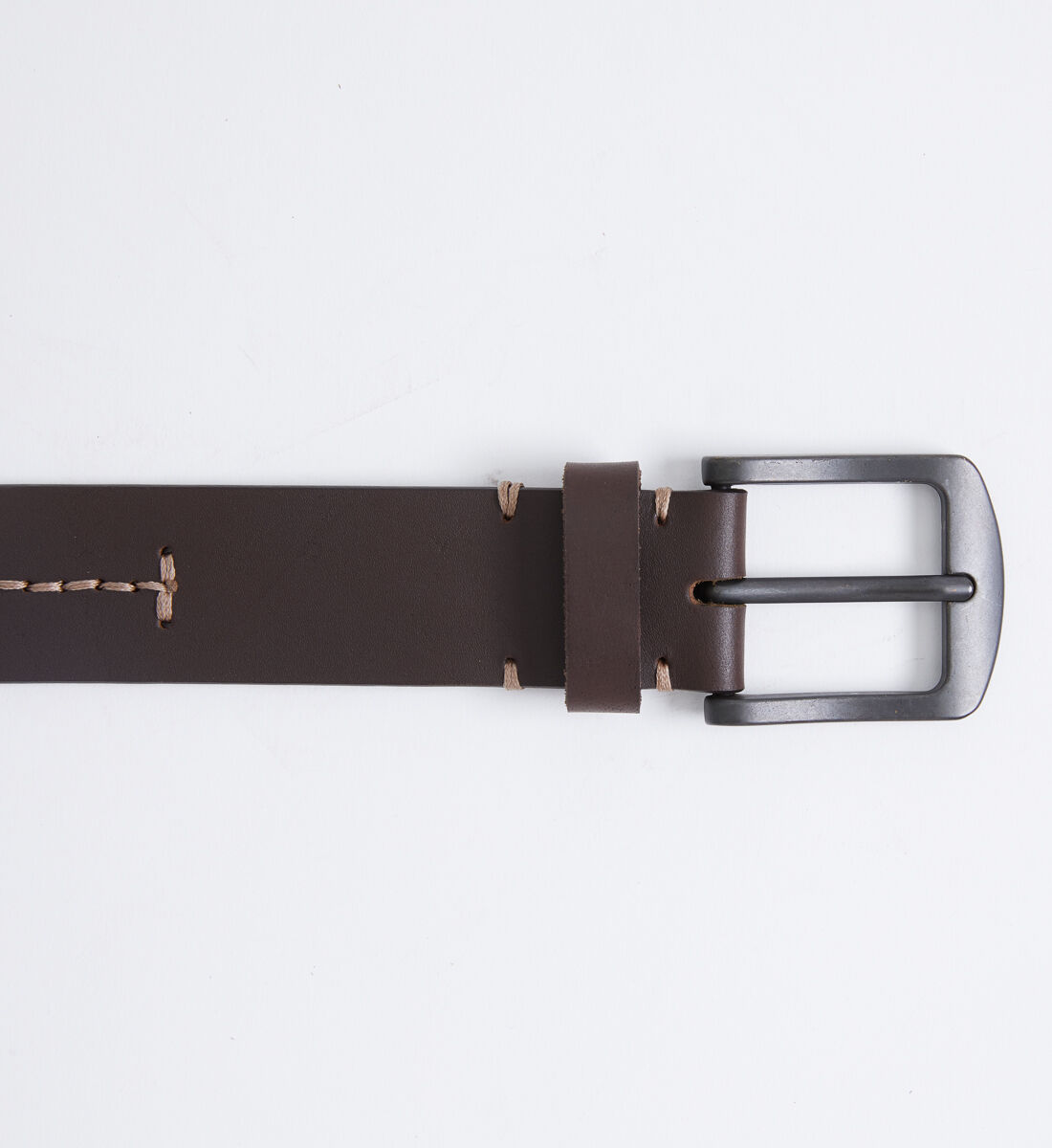 Mens brown leather discount belt silver buckle