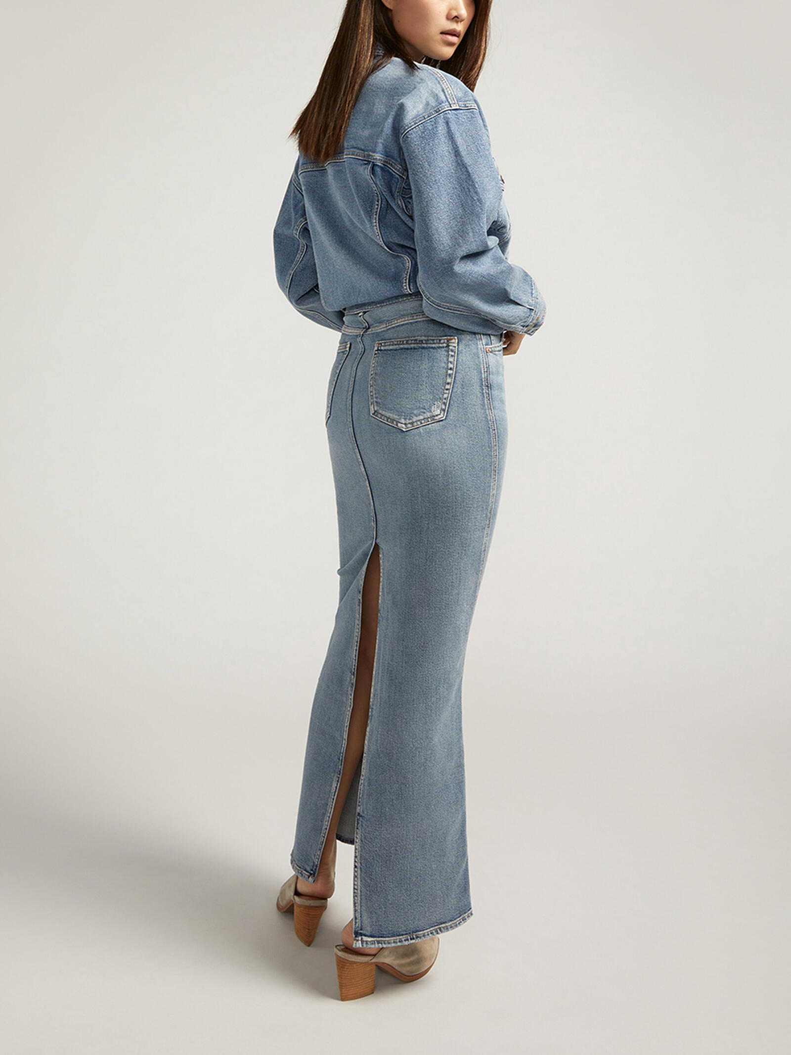 Buy Back-Slit Maxi Jean Skirt for CAD Silver Jeans