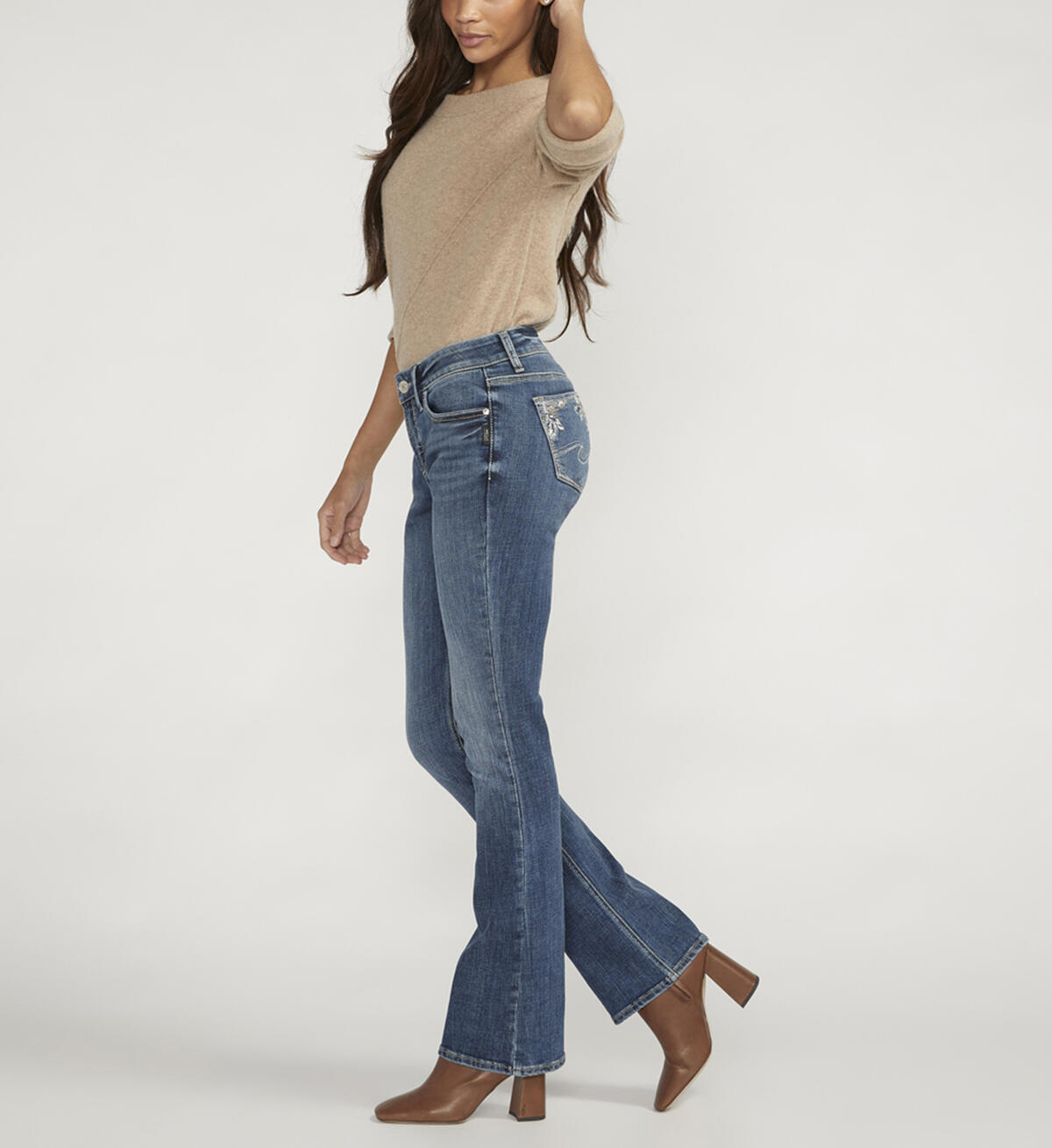 Elyse Mid Rise Bootcut Jeans, Indigo, hi-res image number 0