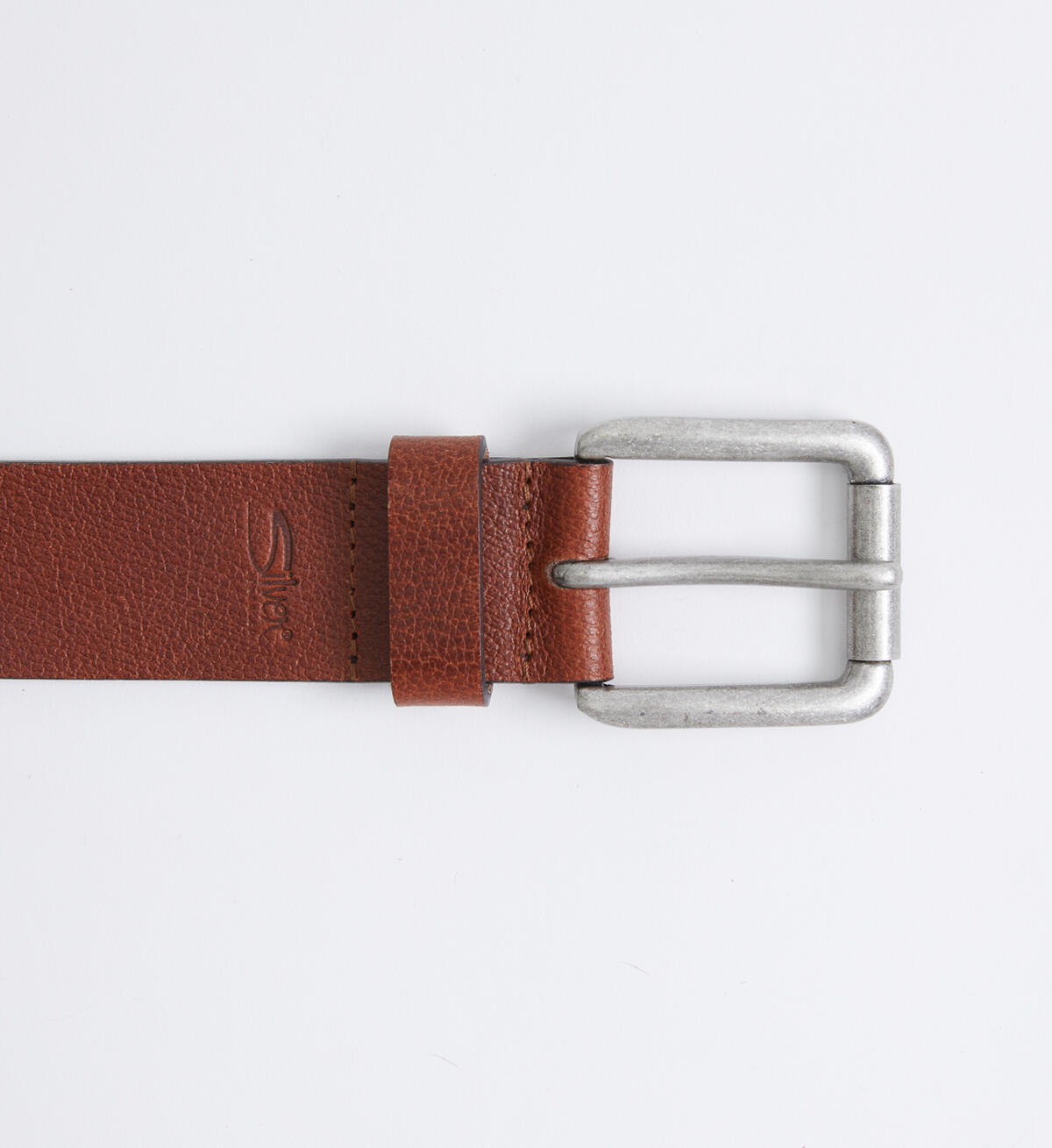 Pebbled Brown Leather Mens Belt, , hi-res image number 0