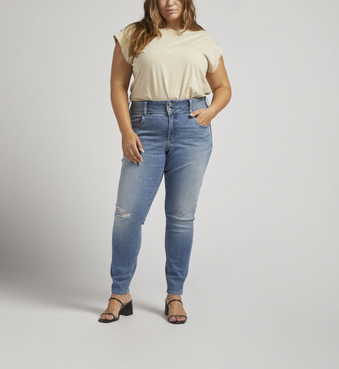 Buy Avery High Rise Skinny Jeans Plus Size for CAD 52.00 Silver
