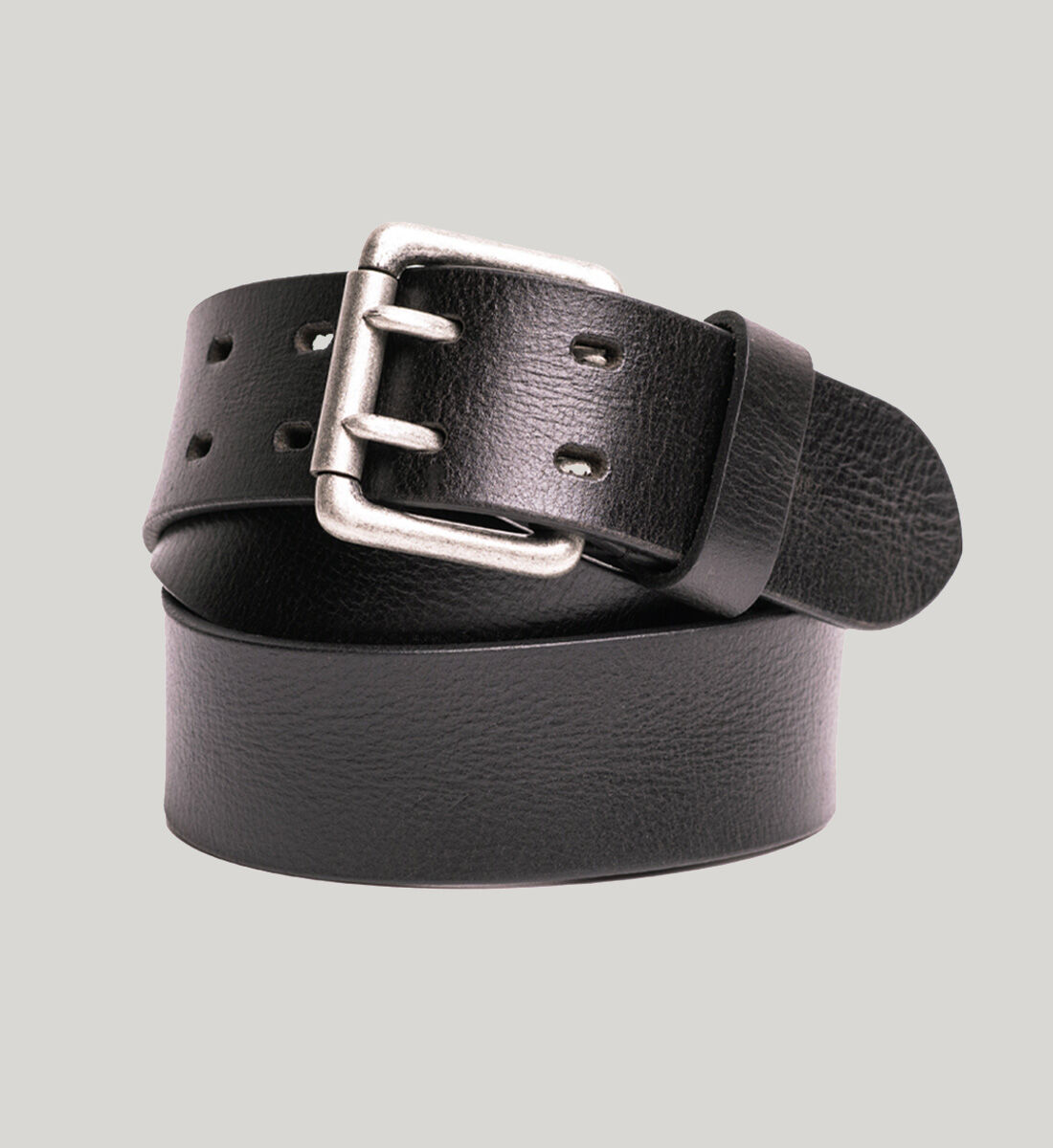Mens black belt outlet with silver buckle